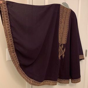 Arab Traditional Gold Tatreez (Embroidery) Cape Jacket